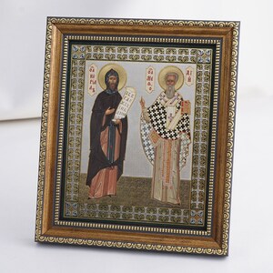 Saints CYRIL And METHODIUS Icon, Personalized Icon, Saints Icon, Handmade Icons, Christian Icons, Byzantine Icons, 11x13 Ic on