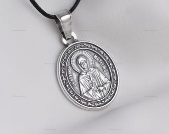 SAINT MATRONA Orthodox Icon Pendant Necklace, Women Jewellery, Religious Jewellery, Jewellery Gift For Her