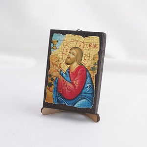 Icon Of Our LORD JESUS CHRIST, Saints Icon, Christian Icons, Handmade Greek Orthodox Icon Of Jesus Christ, Religious Home Decor, Wood Icon