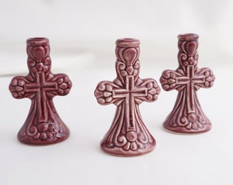 Red Ceramic Candle Holder, Mini Candle Holder, Ceramic Candle Holder Art Deco, Thin Taper Candle Holder, Candle Holders Thin Candles