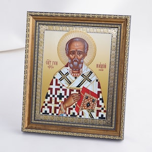 SAINT GENNADIUS Icon, Personalized Icon, Orthodox Handmade Icon Of Saint Gennadius Of Constantinople, Christian Icon, Byzantine Icon,