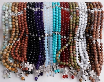 Gemstone Rosary, Orthodox Prayer Rope, Natural Crystal Beads Rosary, Komboskini, 50 Beads, Wood Cross, Christian Rosary, Christian Gift
