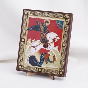 SAINT GEORE Icon, Personalized Icon, Handmade Orthodox Icon Of Holy Great Martyr, Orthodox Icon, Religious Icon Home Decor