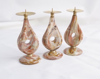 Natural Onyx Candle Holder, Taper Candle Holders, Marble Candle Stick Holder, Marble Candle Holder, Ideal For Large Candles, Height 10.5cm