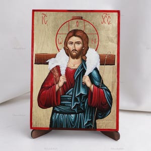 Icon Of CHRIST The GOOD SHEPHERD, Christian Icons, Handmade Orthodox Icon Of Jesus Christ, Home Decor, Wood Icon, 6.7x9 inch