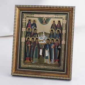 Icon Of The CATHEDRAL Of The OPTINA ELDERS, Personalized Icon, Saints Icon, Handmade Icons, Christian Icons, Byzantine Icons, 11x13 Ic on