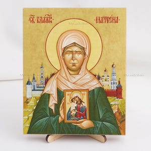 Icon Of SAINT MATRONA, Icon On Canvas, Handmade Orthodox Icons Of Saint Matrona, Orthodox Icons, Christian Icons Home Decor 5.1&quot;x6.3