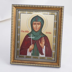 Saint EUGENIA Of ROME Icon, Personalized Icon, Orthodox Handmade Icon Of Martyr Eugenia, Christian Icons, Byzantine Icons, 11x13 Icon