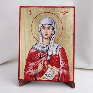 Icon Of SAINT LIDIA, Christian Icons, Handmade Orthodox Icon Of Saint Martyr Lidia, Home Decor, Wood Icons, 6.7x9 inch