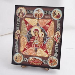 Icoon van THEOTOKOS BURNING BUSH, gepersonaliseerde iconen, handgemaakt orthodox icoon van de moeder van God, orthodoxe iconen, decor icoon interieur 5,1 x 6,3
