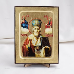 Icon Of SAINT NICHOLAS, Christian Icons, Handmade Orthodox Icon Of Saint Nicholas, Home Decor, Wood Icons 5.1x6.7 inch