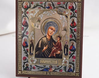 MOTHER Of GOD Of BREAD Orthodox Icon, Personalized Icon, Handmade Orthodox Icon Of Virgin Mary, Orthodox Icon, Religious Icon Home Decor