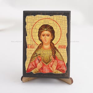 Icon Of SAINT LOVE, Christian Icons, Handmade Greek Orthodox Icon Of Saint Martyr Love, Religious Home Decor, Wood Icons