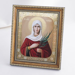 HOLY MARTYR TATIANA Icon, Personalized Icon, Saint Tatiana, Silver Handmade Icons, Christian Icons, Byzantine Icons, 11x13 Icon