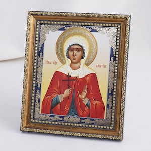 HOLY MARTYR ALEVTINA Icon, Personalized Icon, Orthodox Handmade Icon Of Holy Martyr Valentina of Caesarea, Christian Icons, Byzantine Icons