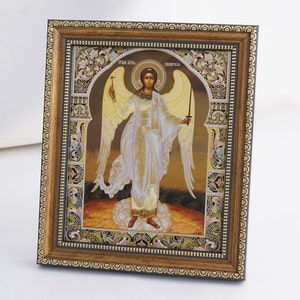 SAINT GUARDIAN ANGEL Icon, Personalized Icon, Saint Guardian Angel, Handmade Icons, Christian Icons, Byzantine Icons, 11x13 Ic on