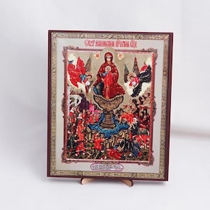 Theotokos Icoon LEVENGEVENDE LENTE, gepersonaliseerd icoon, handgemaakt orthodox icoon van de levengevende lente, orthodox icoon, icoon woondecoratie