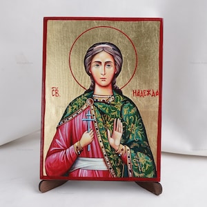 Icon Of SAINT HOPE, Christian Icons, Handmade Orthodox Icon Of Saint Nadia, Home Decor, Wood Icon, 6.7x9 inch