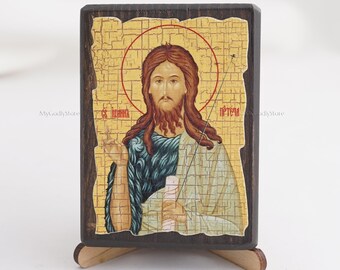 Icon Of SAINT JOHN The BAPTIST, Christian Icons, Handmade Greek Orthodox Icon Of Saint John, Religious Home Decor, Wood Icons