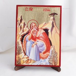 Icoon SAINT PROFET ELIA, christelijke iconen, handgemaakt orthodox icoon van de heilige profeet Elias, woondecoratie, houten icoon, 6,7 x 9 inch