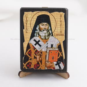 Icon Of SAINT IGNATIUS, Christian Icons, Handmade Greek Orthodox Icon Of Saint Ignatius Brianchaninov, Religious Home Decor, Wood Icons