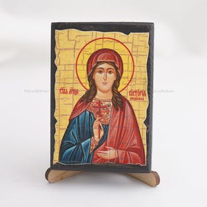 Icon Of SAINT MARTYR VICTORIA, Christian Icons, Handmade Greek Orthodox Icon Of Saint Victoria, Religious Home Decor, Wood Icons
