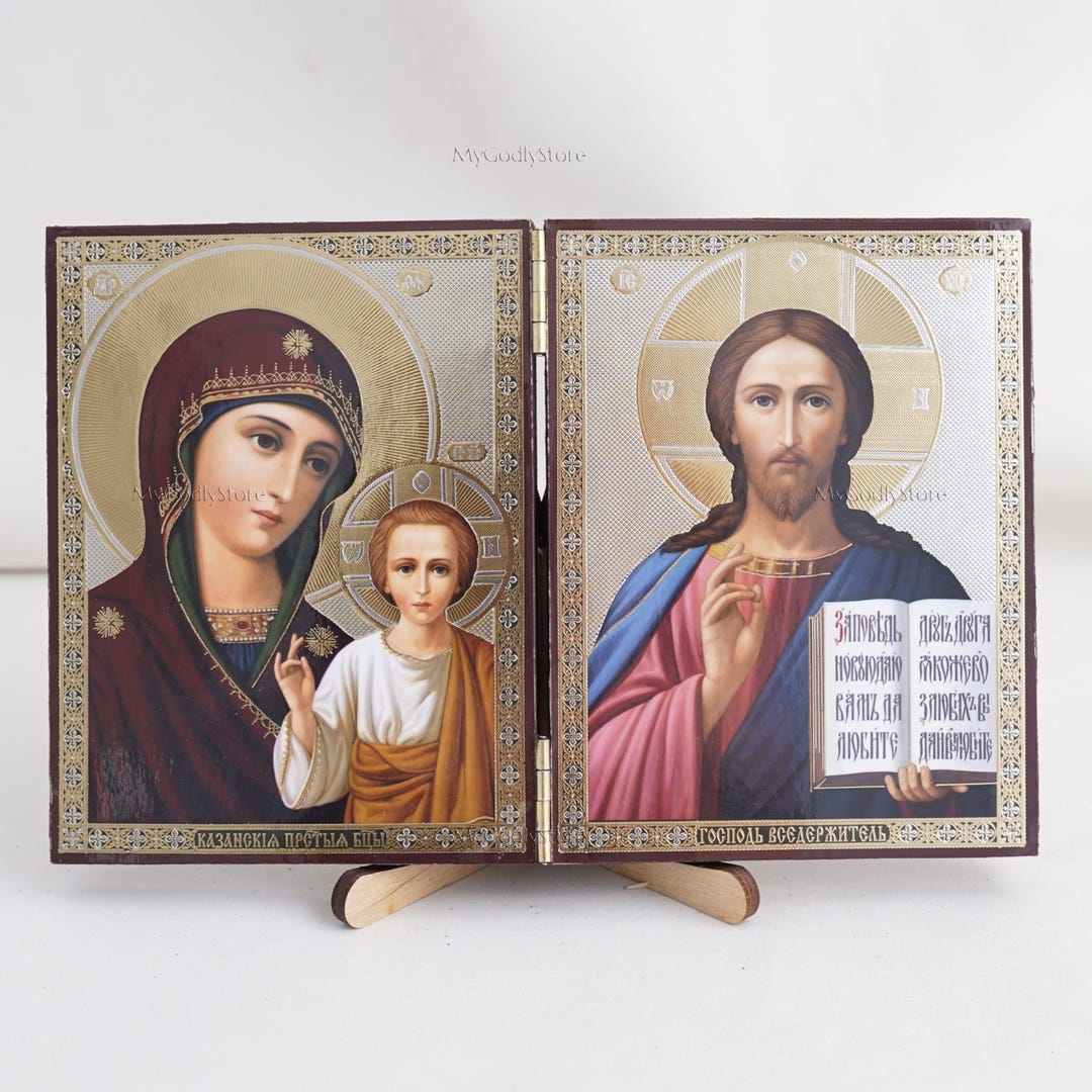 Orthodox Icon Diptych, KAZAN Mother of GOD & CHRIST the Saviour Icon ...
