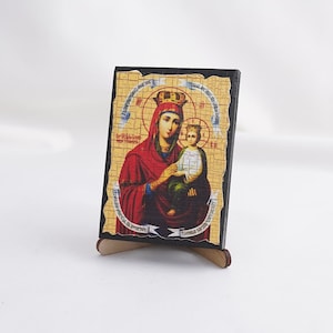 The &quot;SURETY Of SINNERS&quot; Icon Of The Mother of God, Christian Icons, Handmade Greek Orthodox Icon, Religious Home Decor, Icon On Wood Plaque