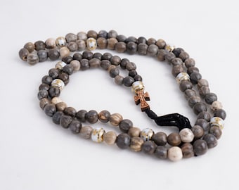 Orthodox Prayer Rope, Rosary, Natural Jobs Tears, Komboskini 30/50/100 Beads, Wood Cross, Christian Rosary, Christian Jewelry Christian Gift