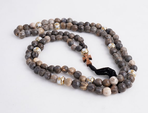 Orthodox Prayer Rope, Rosary, Natural Jobs Tears, Komboskini 30/50/100 Beads, Wood Cross, Christian Rosary, Christian Jewelry Christian Gift