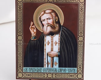 SAINT SERAPHIM Icon, Personalized Icons, Handmade Orthodox Icon Of Venerable Seraphim Of Sarov, Orthodox Icons, Icon Home Decor