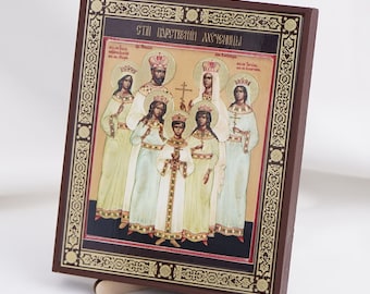 Icon Of The ROMANOV TSAR FAMILY, Personalized Icon, Handmade Orthodox Icon Of Tsar-Martyr, Orthodox Icon, Religious Icon Home Decor