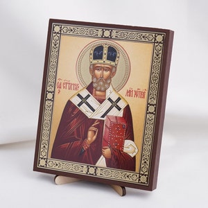 SAINT NICHOLAS icoon, gepersonaliseerd icoon, handgemaakt orthodox icoon van de heilige vader Nicolaas, orthodox icoon, religieus icoon Home Decor