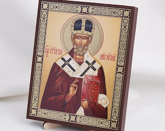 Ikona ŚWIĘTEGO MIKOŁAJA, Spersonalizowana ikona, Ręcznie robiona prawosławna ikona Świętego Ojca Mikołaja, Ikona prawosławna, Ikona religijna, Dekoracja domu