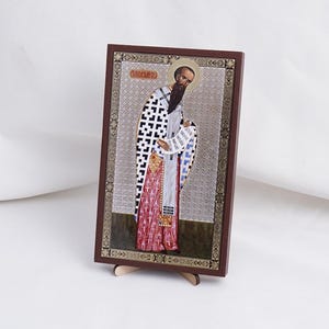 SAINT BASIL Die GROSSE Ikone, personalisierte Ikone, handgemachte kyrillische Ikone des Heiligen Basil von Cäsarea, christlich-christliche Ikone, religiöses Wohndekor