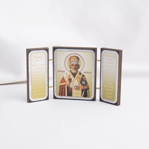 Triptych Orthodox Icons, Saint NICHOLAS Icon, Handmade Orthodox Icon Of Holy Father Nicholas, Byzantine Icons, Religious Icon Home Decor
