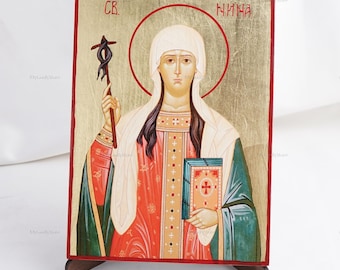 Icon Of Saint NINA EQUAL To The APOSTLES, Christian Icons, Handmade Orthodox Icon Of Saint Nina, Home Decor, Wood Icons 6.7x9 inch