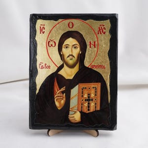 Icon Of CHRIST PANTOCRATOR SINAI, Christian Icons, Handmade Orthodox Icon Of Jesus Christ, Home Decor, Wood Icons 5.1x6.7 inch