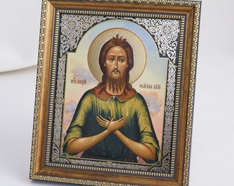 Saint ALEXIUS, MAN Of GOD Icon, Personalized Icon, Saint Alexy, Silver Handmade Icons, Christian Icons, Byzantine Icons, 11x13 Icon
