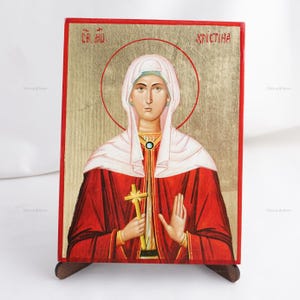 SAINT CHRISTINA Icon, Christian Icons, Handmade Orthodox Icon Of Saint Martyr Christine, Home Decor, Wood Icon, 6.7x9 inch