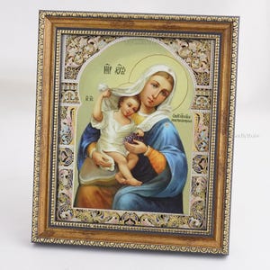 Icon Of MOTHER Of GOD Of The COVERING, Personalized Icon, Orthodox Handmade Icon Of Theotokos, Christian Icons, Byzantine Icons, 11x13 Icon