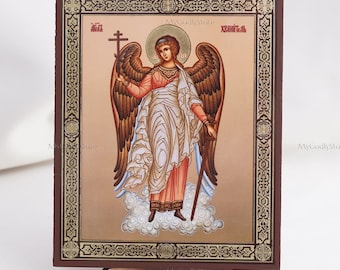 Icon Of The GUARDIAN ANGEL, Personalized Icon, Handmade Orthodox Icons Of The Holy Angels, Orthodox Icon, Religious Icon Home Decor