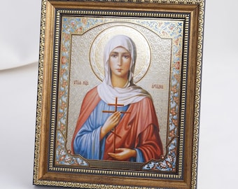 HOLY MARTYR ARIADNE Ikone, personalisierte Ikone, Heilige Ariadne, Silberne handgemachte Ikonen, christliche Ikonen, byzantinische Ikonen, 11x13 Ikone