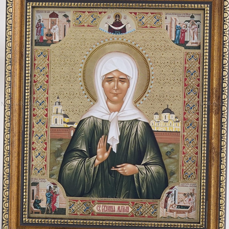 Saint MATRONA Icon, Personalized Icon, Orthodox Handmade Icon Of Saint Matrona, Christian Icons, Byzantine Icons, 11x13 Icon image 2