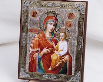 "Mutter Gottes ""QUICK To HEAR"" Ikone, personalisierte Ikonen, Handgemachte kyrillische Ikone der schnellen Zuhörigkeit, kyrillische Ikonen, Ikonen Home Decor."
