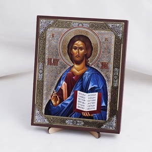 JESUS CHRIST &quot;BLESSING&quot; Icon, Personalized Icons, Handmade Orthodox Icon Of Jesus Christ, Orthodox Christian Icon, Religious Home Decor