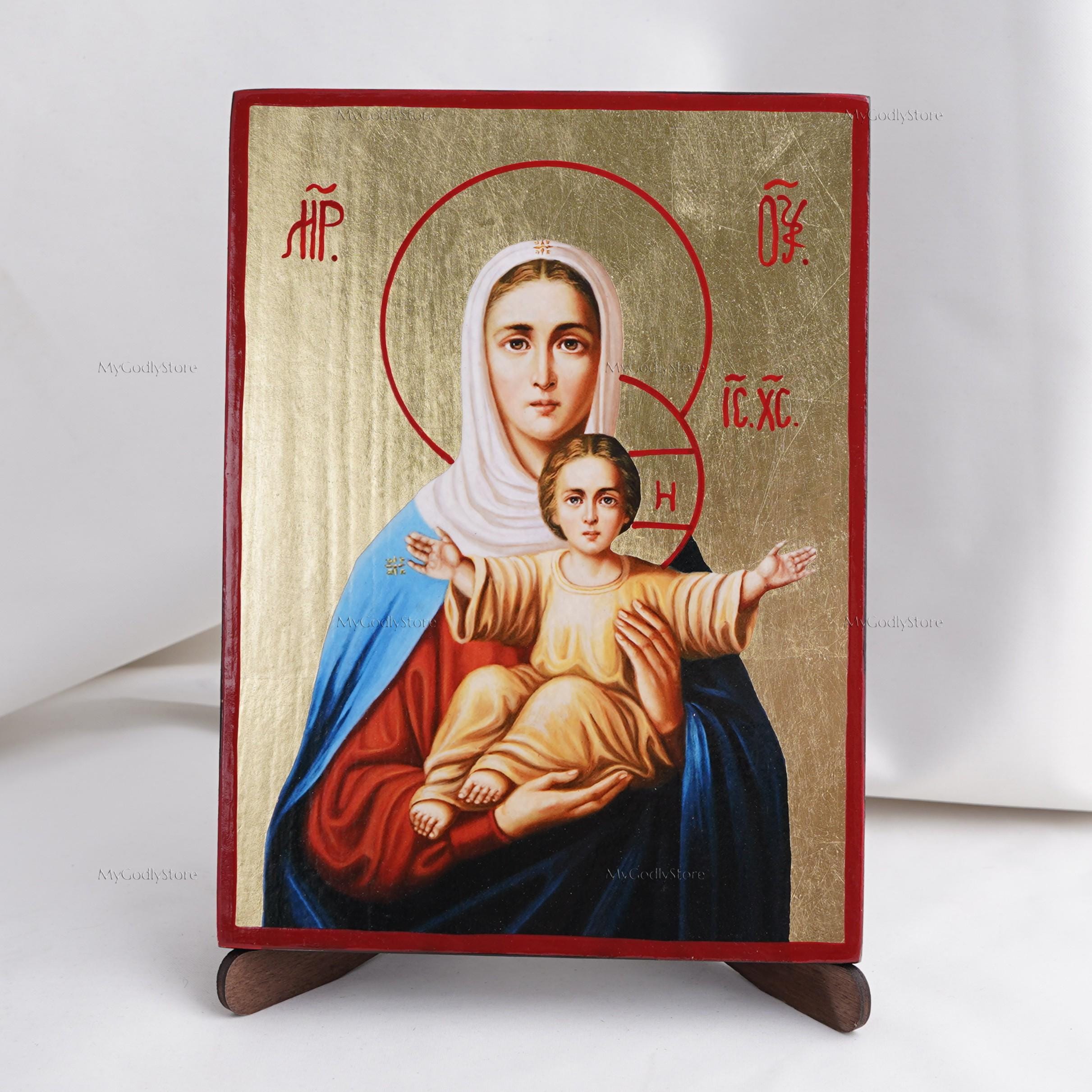 I Am With YOU And No One Is AGAINST YOU Icon, Christian Icons, Handmade Orthodox Icon Of Theotokos, Home Decor, Wood Icon, 6.7x9 inch