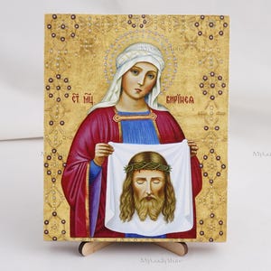 Icon Of SAINT VIRINEYA, Icon On Canvas, Handmade Orthodox Icon Of Saint Martyr Virineya, Orthodox Icons, Icon Home Decor 5.1&quot;x6.3