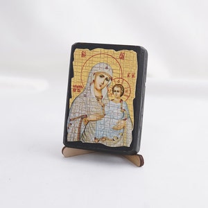 JERUSALEM THEOTOKOS Icon, Christian Icons, Handmade Greek Orthodox Icon Of Jerusalem Icon Of The Mother Of God, Home Decor, Wood Icon