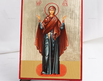 Icon Of Mother Of GOD The UNBREAKABLE WALL, Christian Icons, Handmade Orthodox Icon Of Theotokos Of Unbreakable Wall, Home Decor, Wood Icons